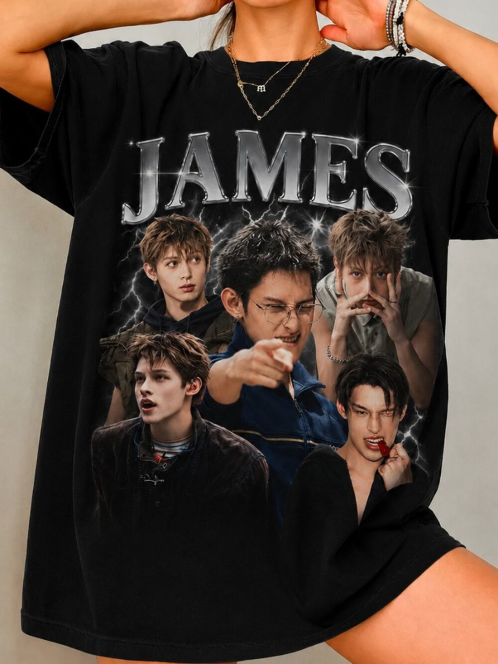 JAMES Graphic Vintage Black T-Shirt